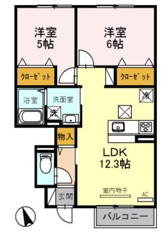 ルミエール(2LDK/1階)の間取り写真