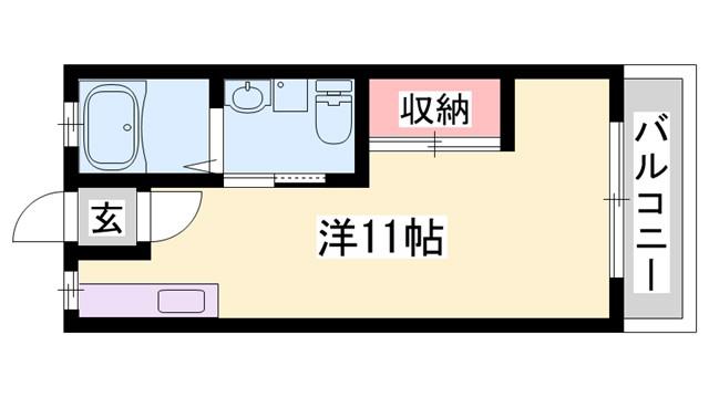 SEADREAM姫路野里駅(ワンルーム/2階)の間取り写真