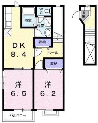 ラ フォレ ドゥ ノール(2DK/2階)の間取り写真