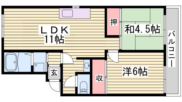 アーバンライフ御立(2LDK/1階)の間取り写真