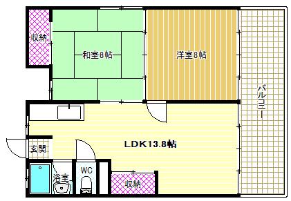 東部マンション(2LDK/2階)の間取り写真