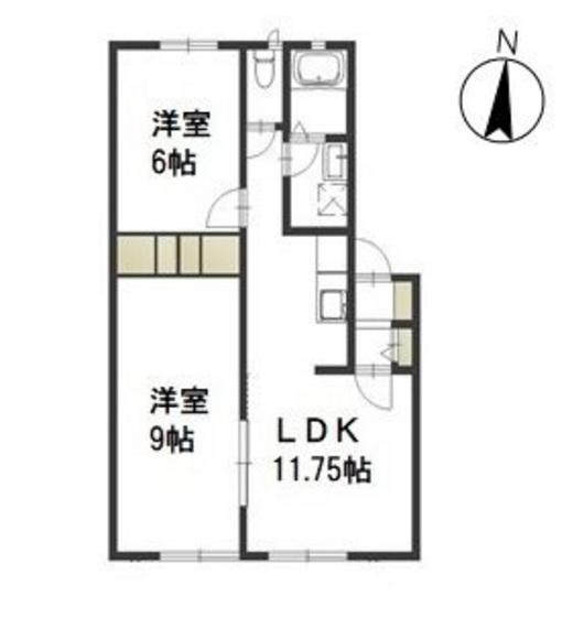 ベルリード平野A(2LDK/1階)の間取り写真