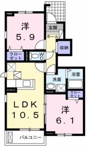 ベネヴォレンテD(2LDK/1階)の間取り写真