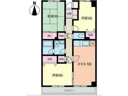 オークウッドI(3DK/2階)の間取り写真