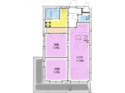 アーベイン潮見(2LDK/3階)の間取り写真