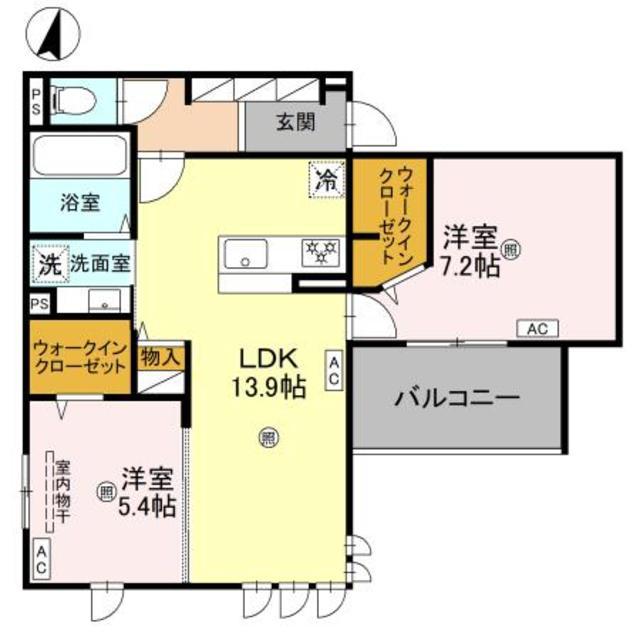 MAISON ESPOIR IV(2LDK/2階)の間取り写真