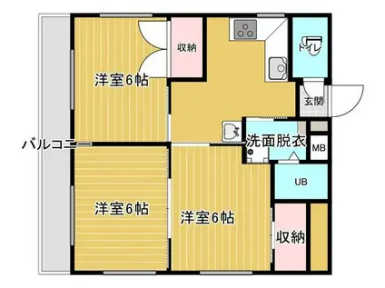 新屋敷いじまビル(3DK/3階)の間取り写真