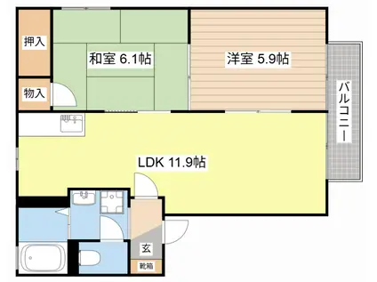ひまわりハイツ(2LDK/2階)の間取り写真