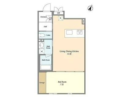 カデンツァ文京(1LDK/2階)の間取り写真