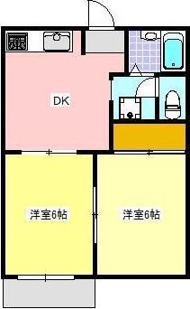 ビラアークルA(2DK/1階)の間取り写真