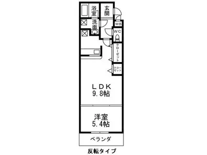ロックブリッジ(1LDK/2階)の間取り写真