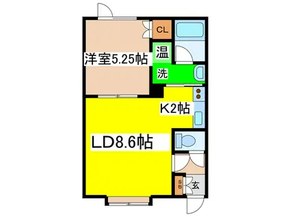 パレット(1LDK/1階)の間取り写真