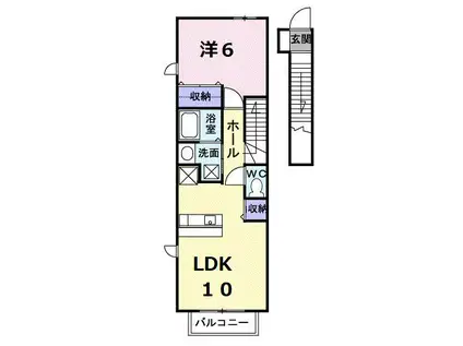 フリーデB(1LDK/2階)の間取り写真