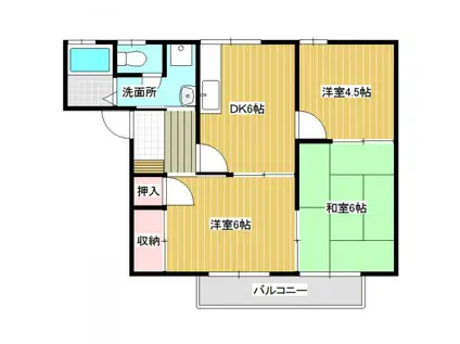 サンピアみどり野(3DK/2階)の間取り写真