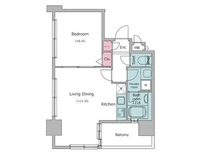 レジディア広尾南(1LDK/3階)の間取り写真