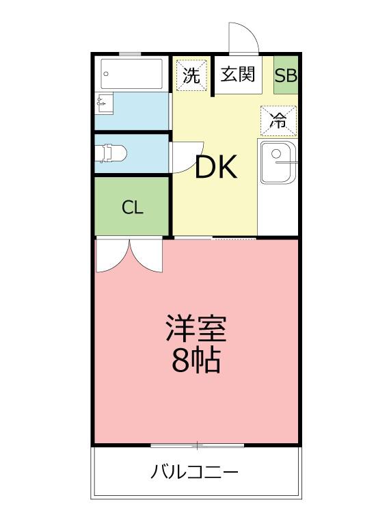 カーペンターハウス(1DK/2階)の間取り写真