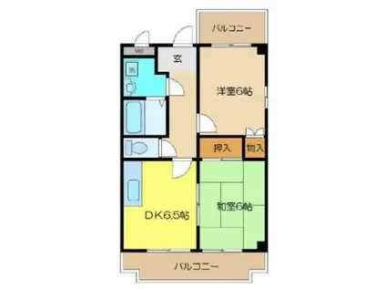 前原町マンション(2DK/3階)の間取り写真
