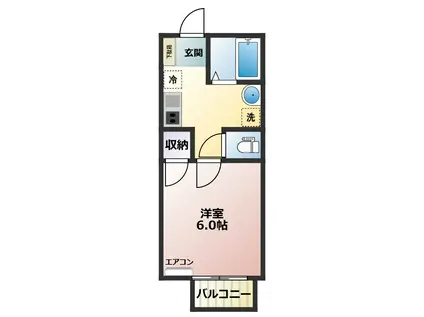 PLUME木更津(1K/2階)の間取り写真