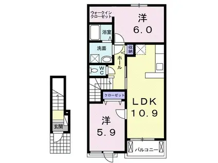 ベルソレイユI(2LDK/2階)の間取り写真