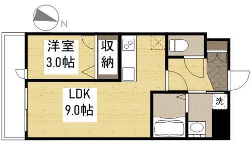 月光福山三吉町(1LDK/3階)の間取り写真