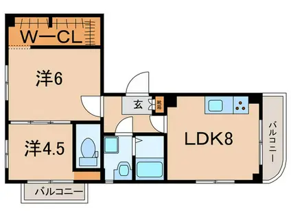 サンアーバン西田町(2LDK/3階)の間取り写真