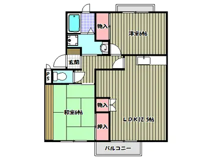グランシャリオ A棟(2LDK/2階)の間取り写真