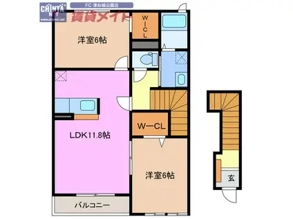 ノイ・グランツ(2LDK/2階)の間取り写真