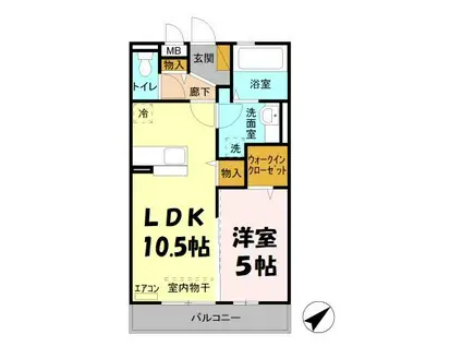 プレ・ド・ラ・ガールせんげん台(1LDK/2階)の間取り写真