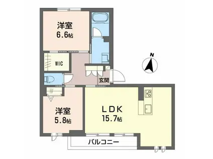 AMBER COURT(2LDK/1階)の間取り写真