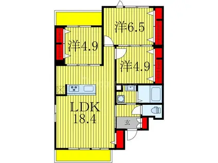 CAMPANA OTAKANOMORI(3LDK/3階)の間取り写真