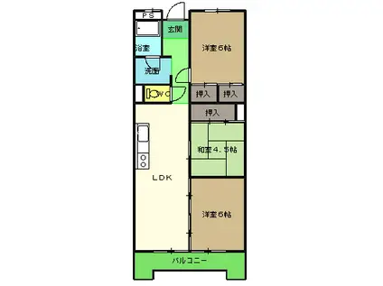 ビルド・ノーサイド(3LDK/1階)の間取り写真