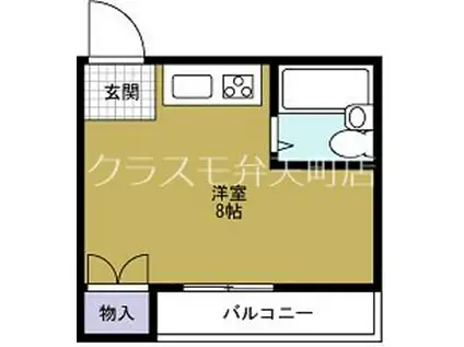 第4三先ハウス(ワンルーム/2階)の間取り写真