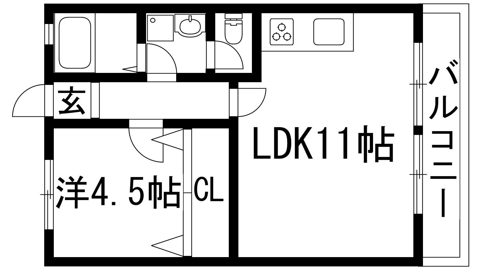 パークハイツ(1LDK/2階)の間取り写真