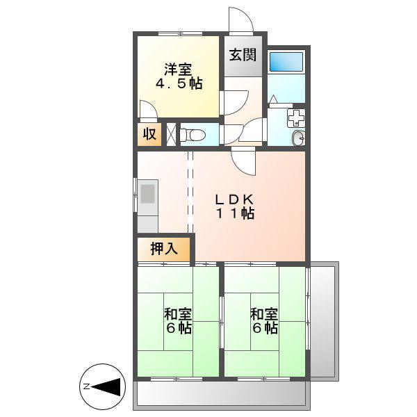 マンション桂(3LDK/3階)の間取り写真
