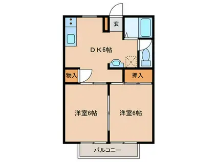 サニーハイツI(2DK/2階)の間取り写真