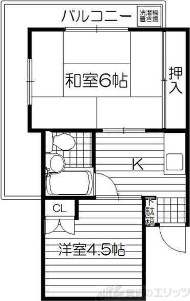 青葉丘コーポ(2K/4階)の間取り写真