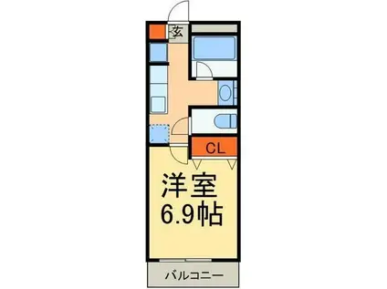 リリックコート北越谷(1K/1階)の間取り写真