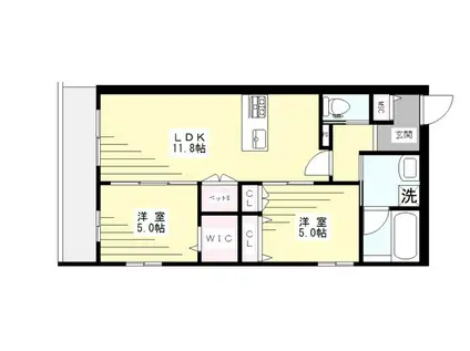 イリュージア(2LDK/3階)の間取り写真