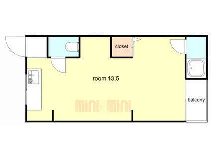 山口ハイツ(ワンルーム/3階)の間取り写真