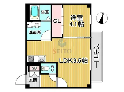 ARCA豊中蛍池(1LDK/2階)の間取り写真