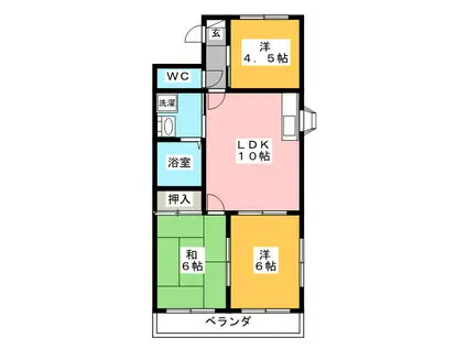 コンフォート粟野(3LDK/1階)の間取り写真
