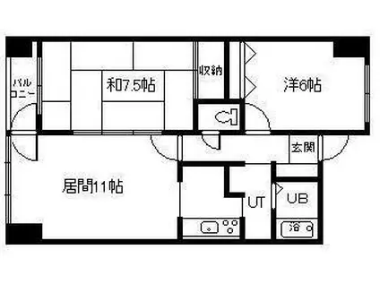 ベルエアーパレス滝川(2LDK/2階)の間取り写真