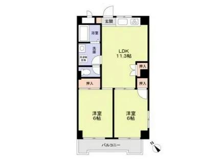 チェリーコート岡野(2LDK/3階)の間取り写真