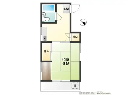 柳アパート(1K/2階)の間取り写真