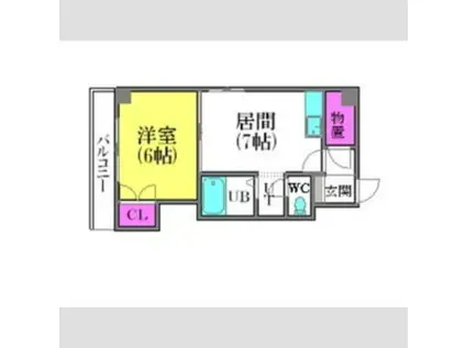 コート豊平(1DK/9階)の間取り写真