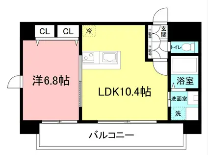 ガラステージ日本橋(1LDK/11階)の間取り写真