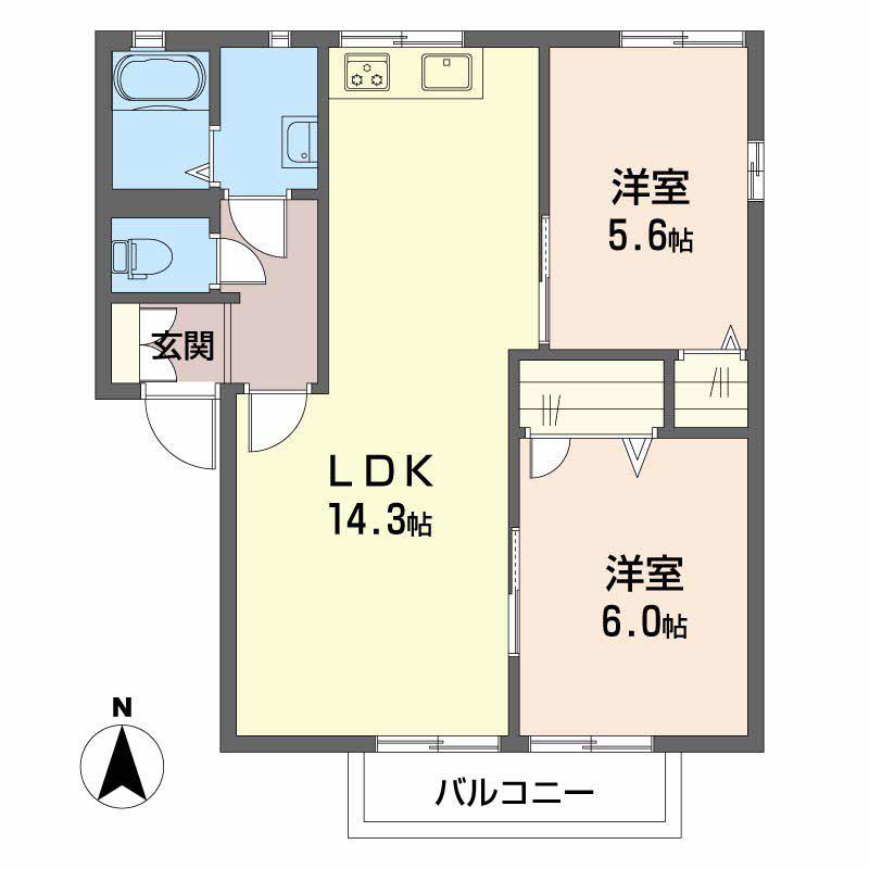 プラザマロニエ(2LDK/2階)の間取り写真