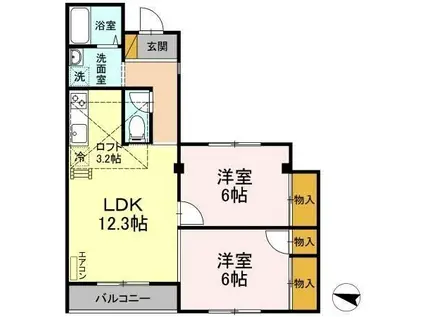 君塚ハイム(3SLDK/3階)の間取り写真
