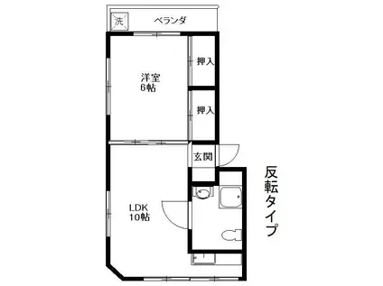 村田ビル(1LDK/3階)の間取り写真