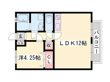 三船ハイツB(1LDK/2階)の間取り写真